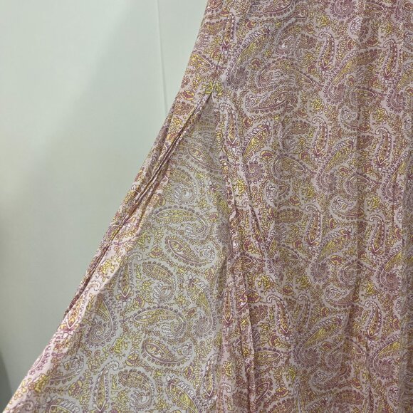 J. Crew Medium Purple, Green Boho Paisley Wrap Maxi Cotton Voile Skirt w/Pocket - Picture 8 of 16